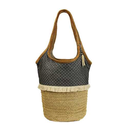 Пляжная сумка женская Venera 1201010-2 бежевая/коричневая/серая в Levis