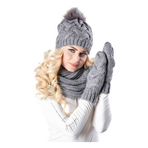 Комплект (шапка+шарф) женский Jagga 1371 серый ONE SIZE в Levis