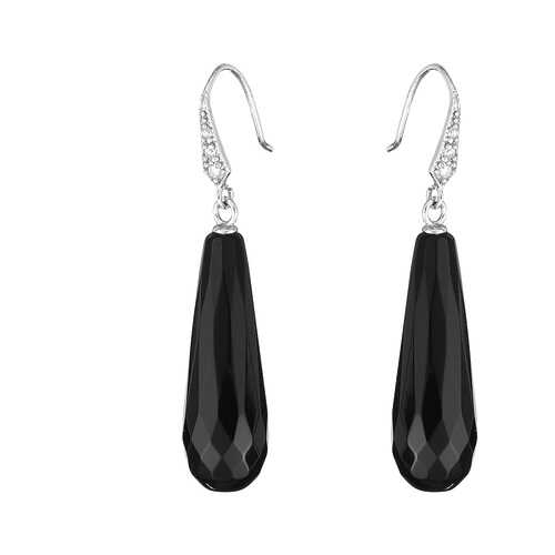 Серьги My-bijou Капли агат черный 4,5 см в Levis